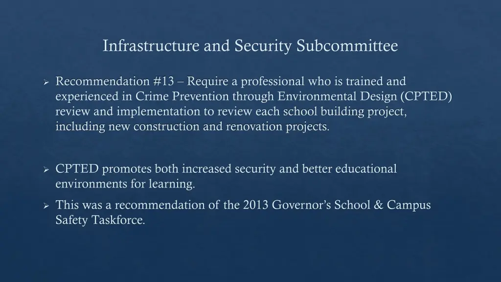 infrastructure and security subcommittee 12
