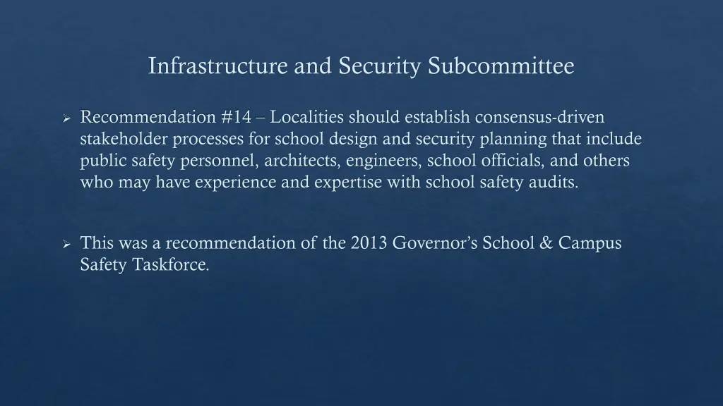 infrastructure and security subcommittee 13