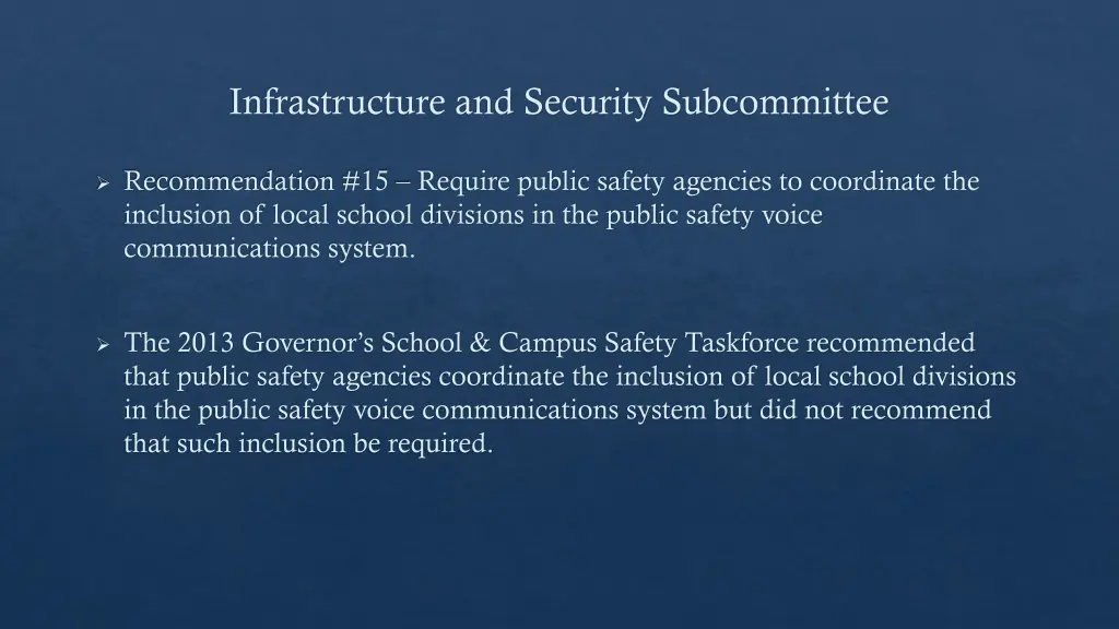 infrastructure and security subcommittee 14