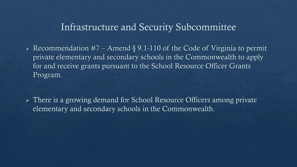 infrastructure and security subcommittee 6