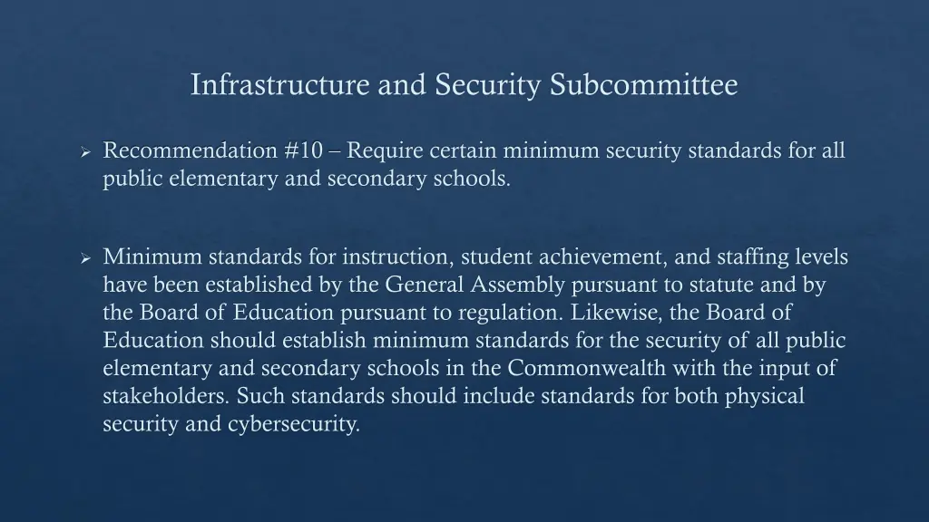 infrastructure and security subcommittee 9