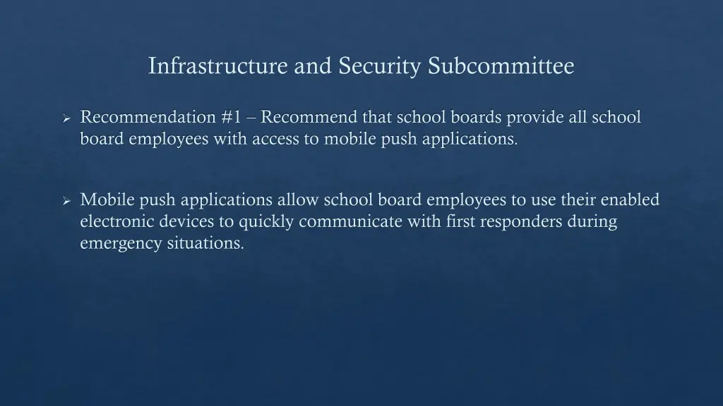 infrastructure and security subcommittee