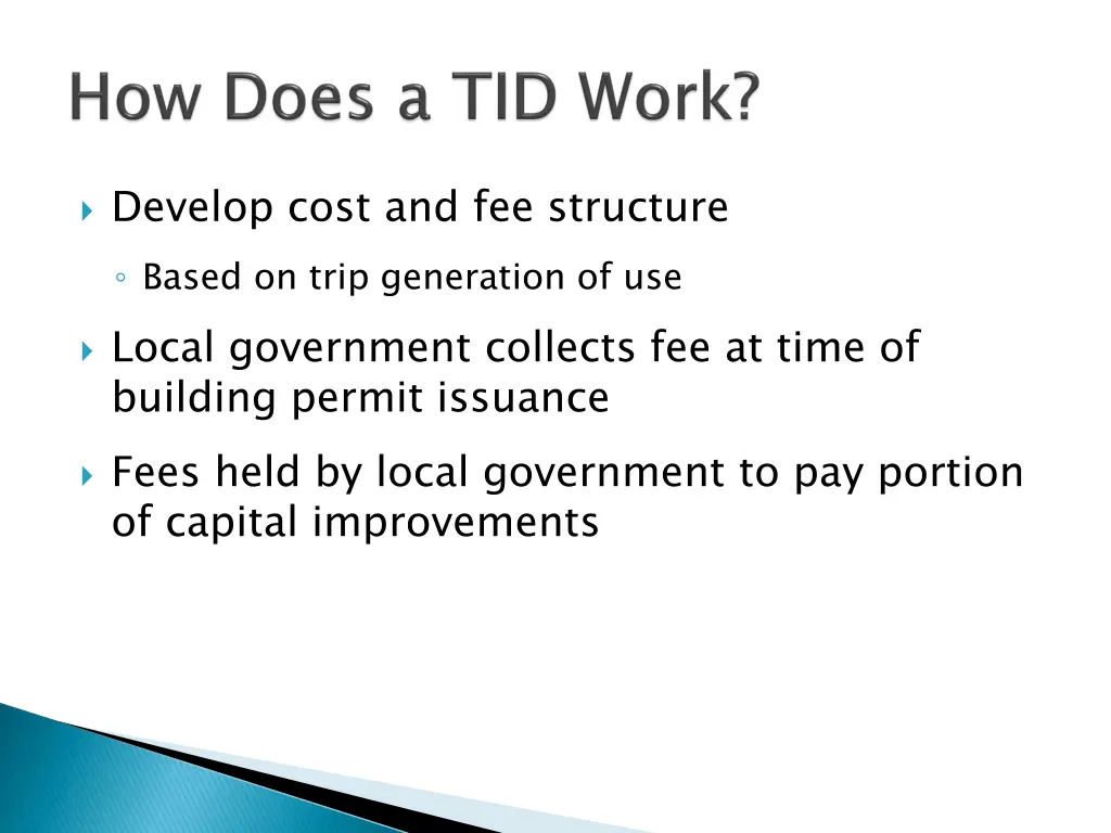 develop cost and fee structure based on trip