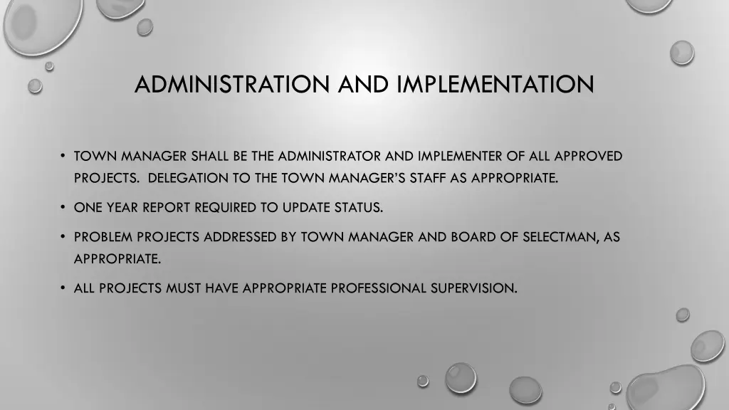 administration and implementation