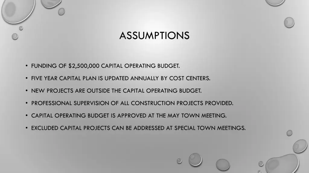 assumptions