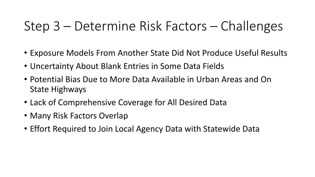 step 3 determine risk factors challenges
