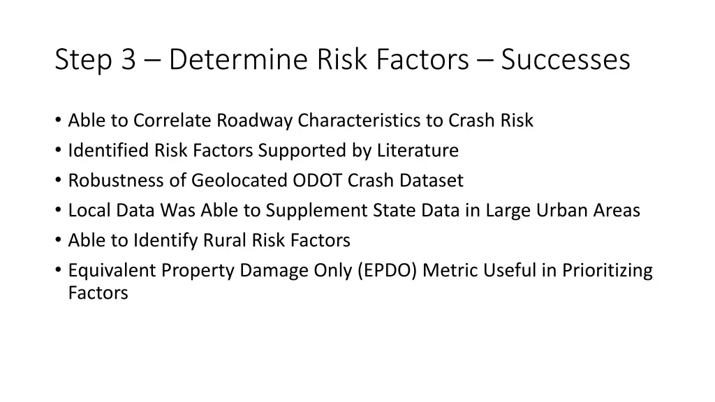 step 3 determine risk factors successes