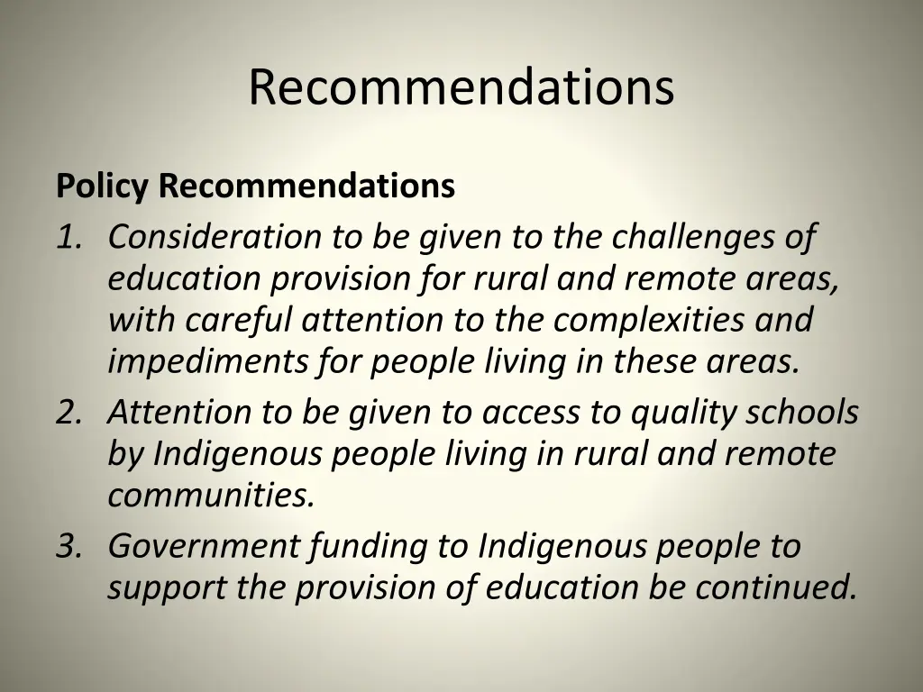 recommendations