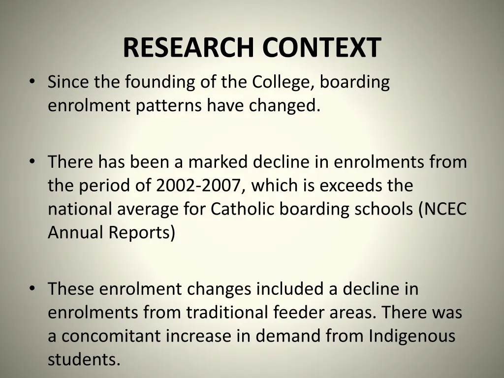 research context since the founding