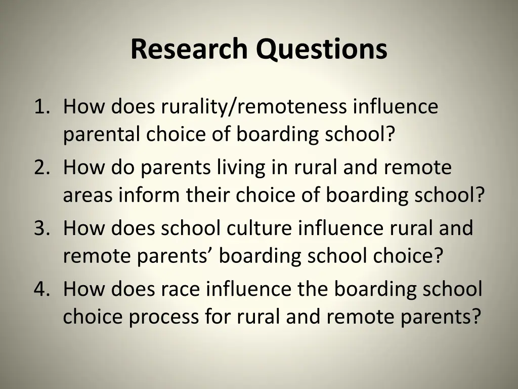 research questions