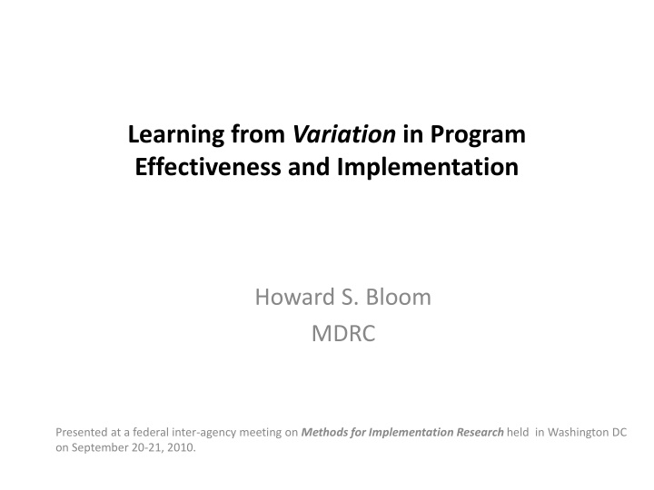 learning from variation in program effectiveness