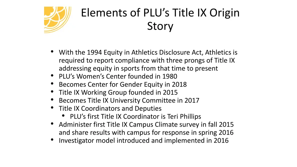 elements of plu s title ix origin story