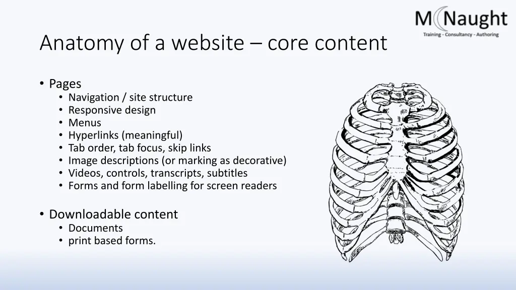 anatomy of a website core content