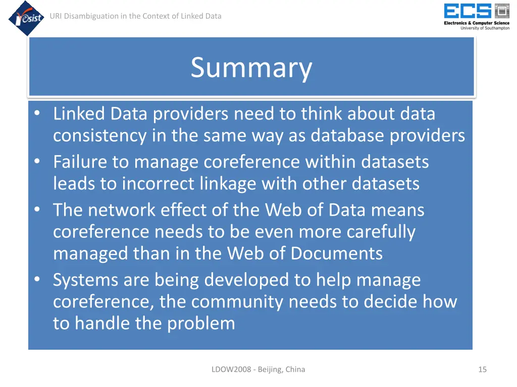 uri disambiguation in the context of linked data 13