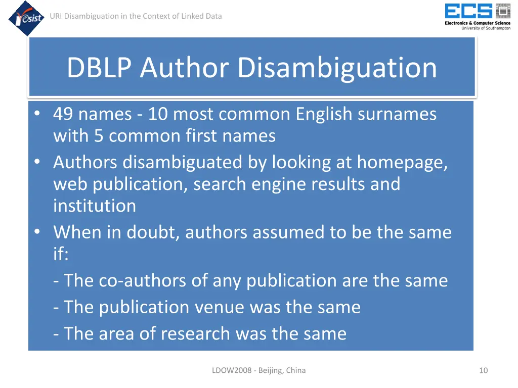 uri disambiguation in the context of linked data 8
