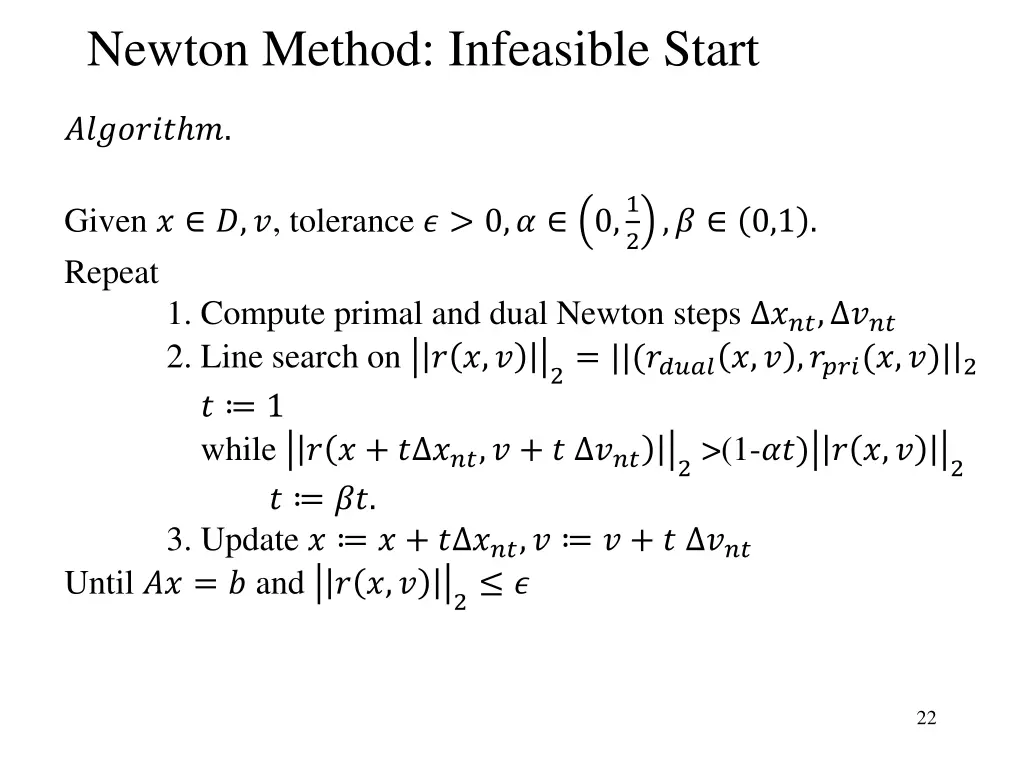 newton method infeasible start