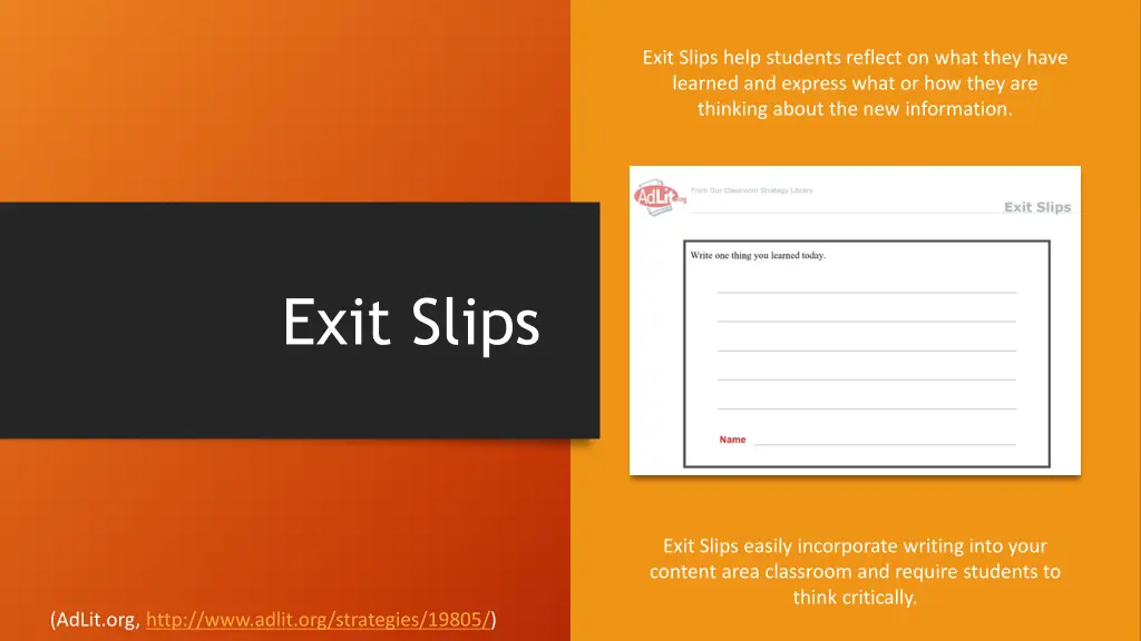 exit slips help students reflect on what they