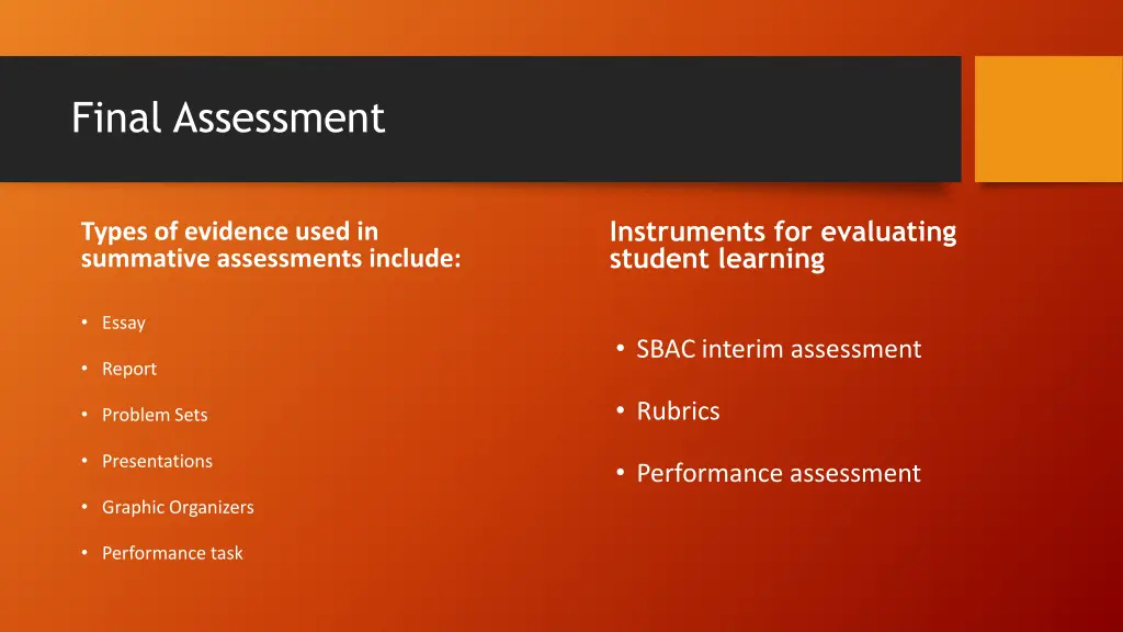 final assessment