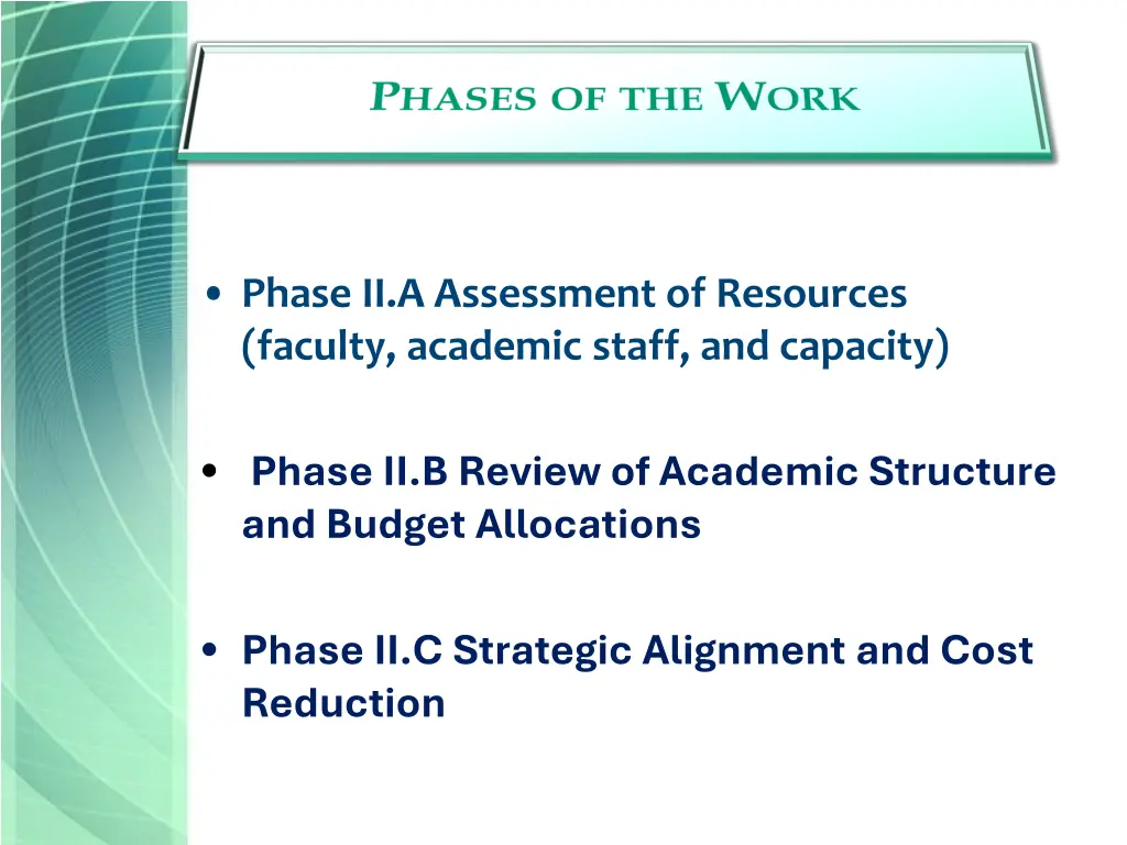 phase ii a assessment of resources faculty