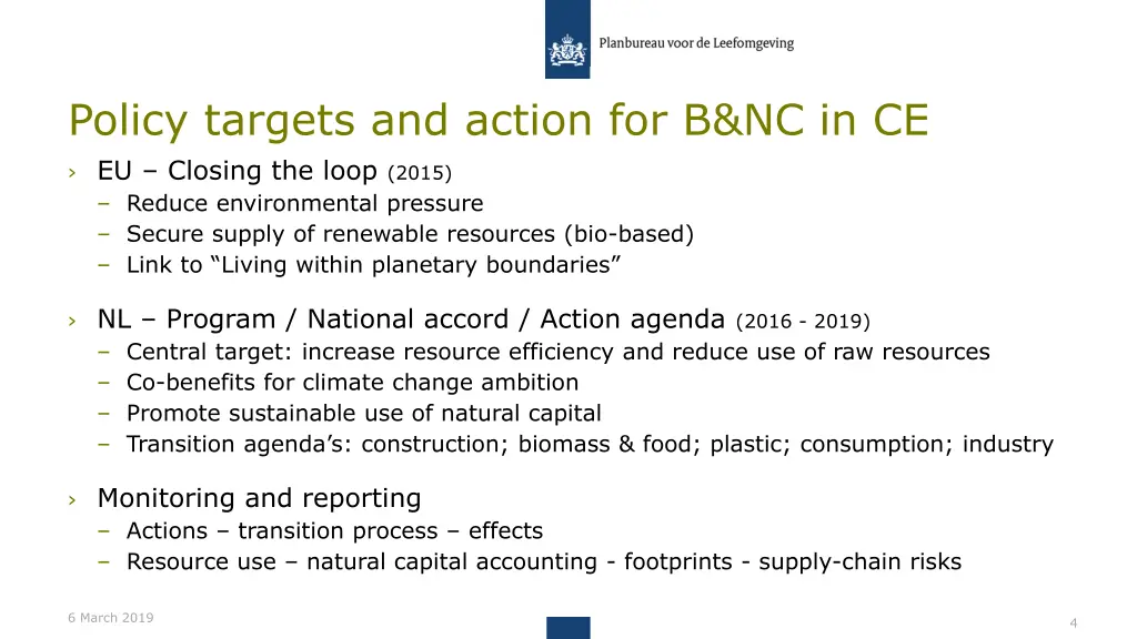 policy targets and action