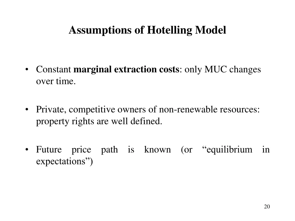 assumptions of hotelling model