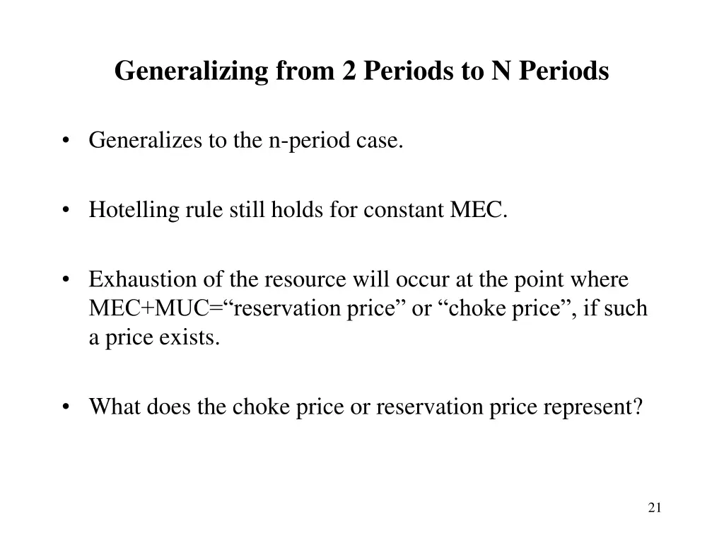 generalizing from 2 periods to n periods
