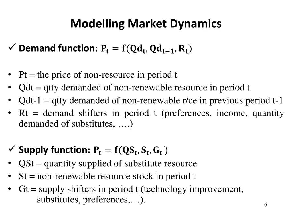 modelling market dynamics