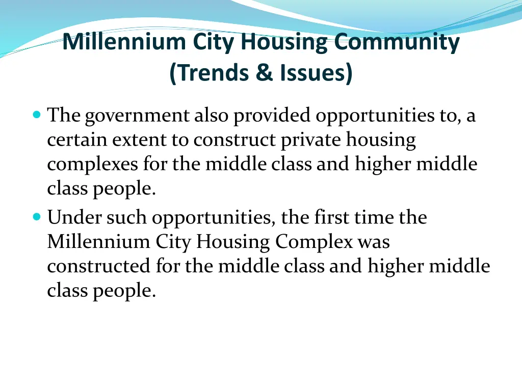 millennium city housing community trends issues
