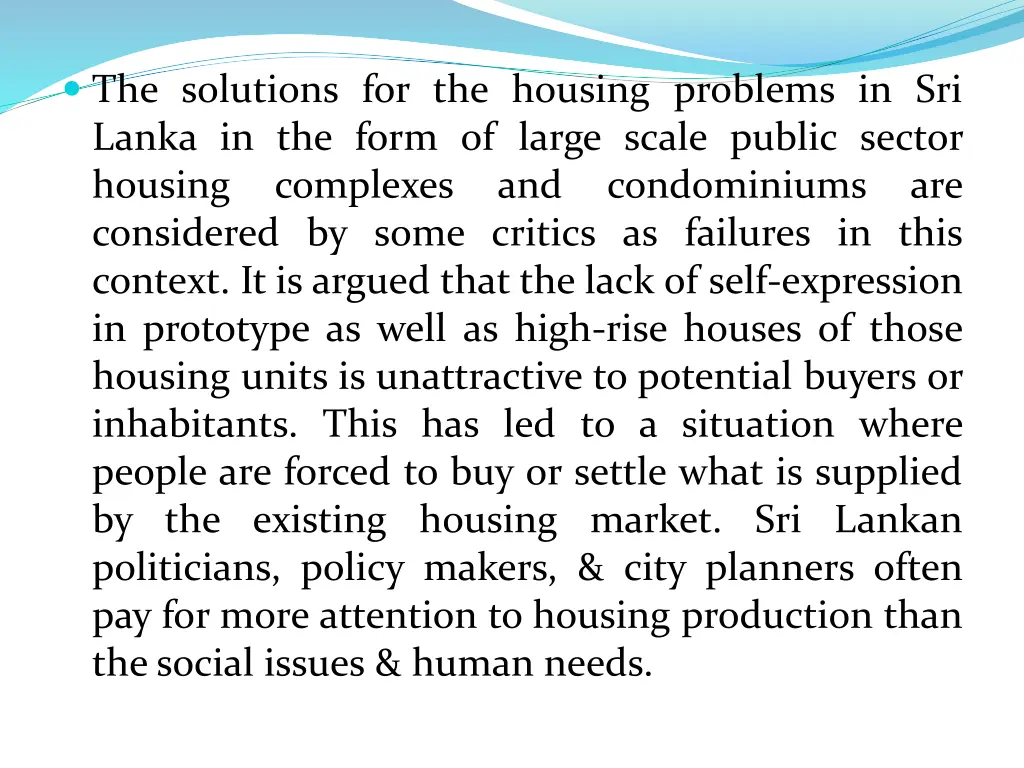 the solutions for the housing problems