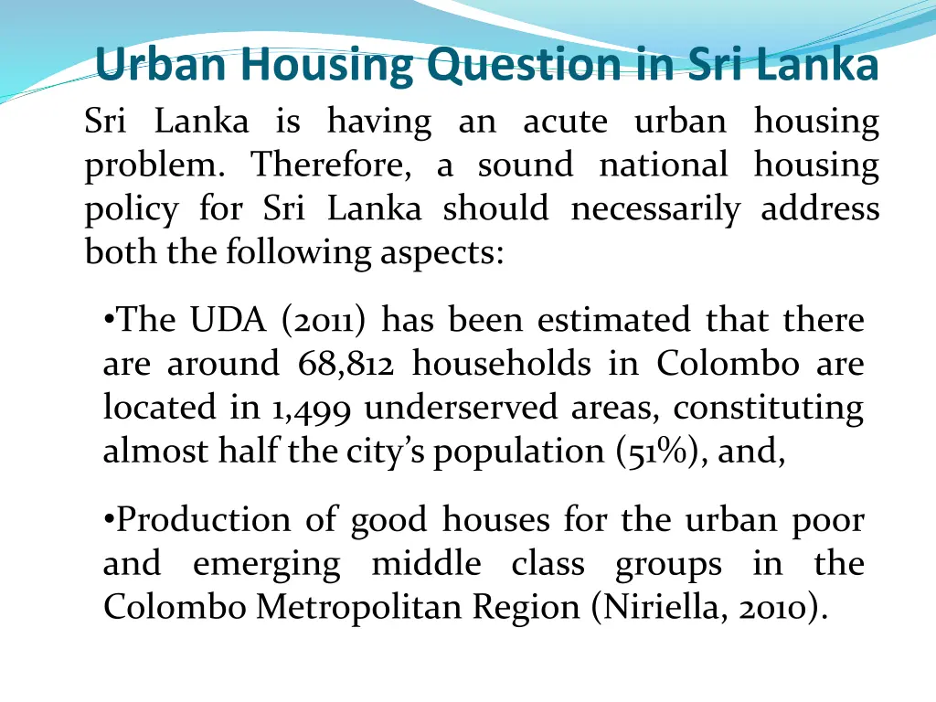 urban housing question in sri lanka sri lanka