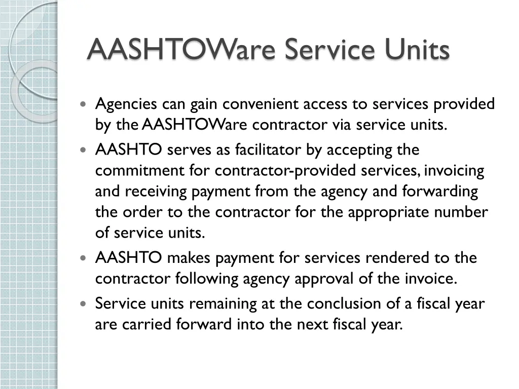 aashtoware service units 1