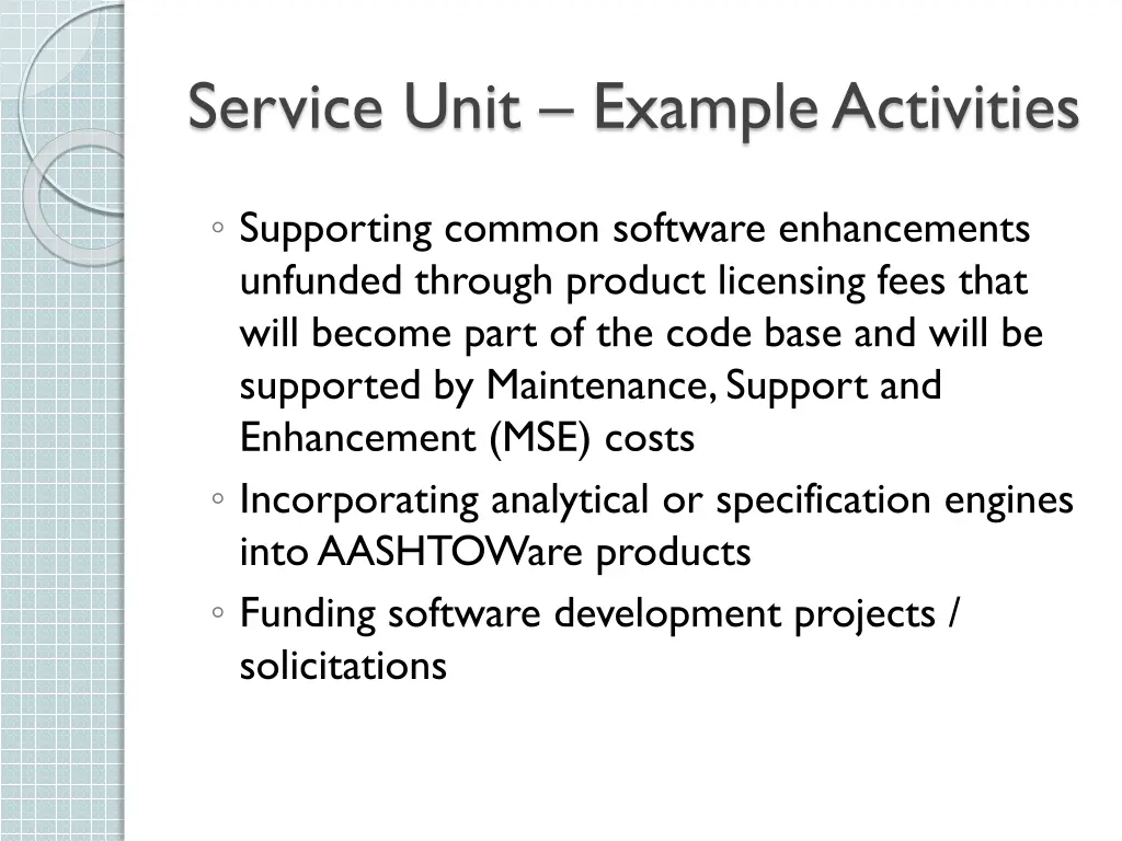 service unit example activities 1