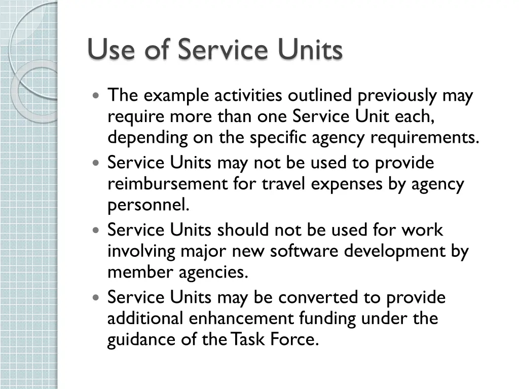 use of service units