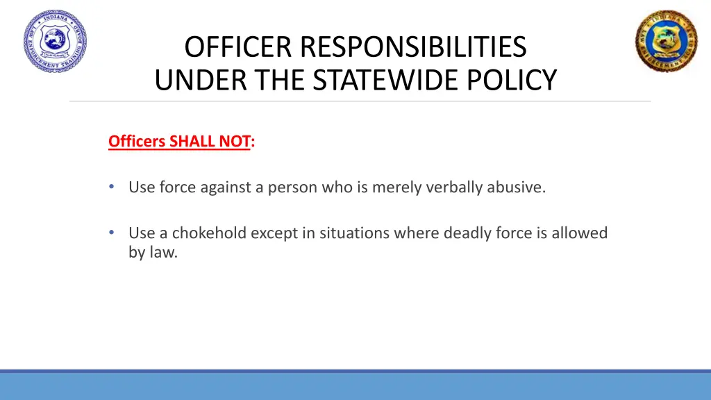 officer responsibilities under the statewide