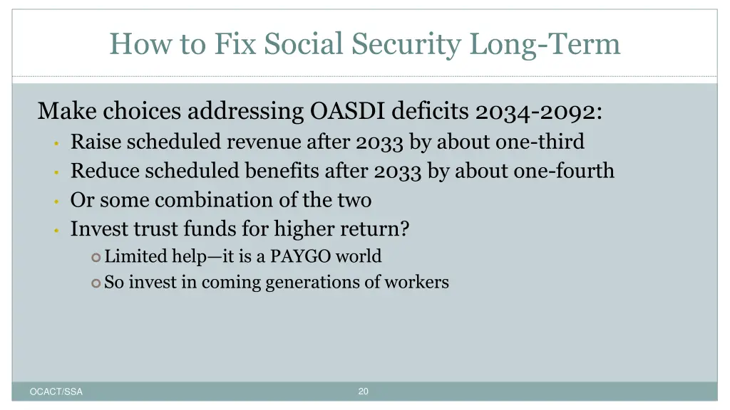 how to fix social security long term