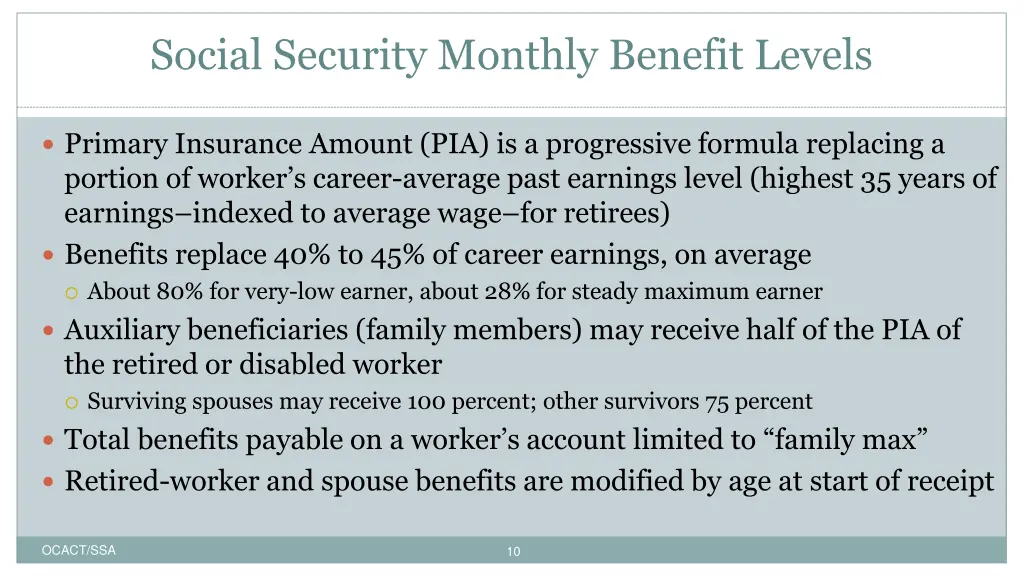 social security monthly benefit levels