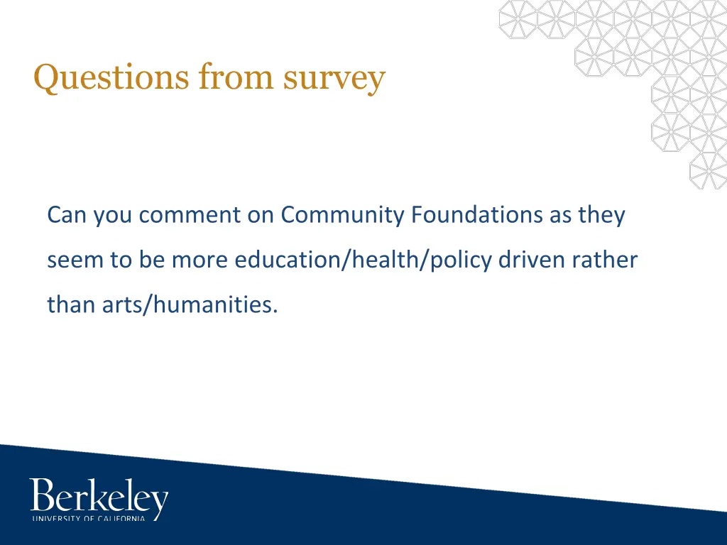 questions from survey