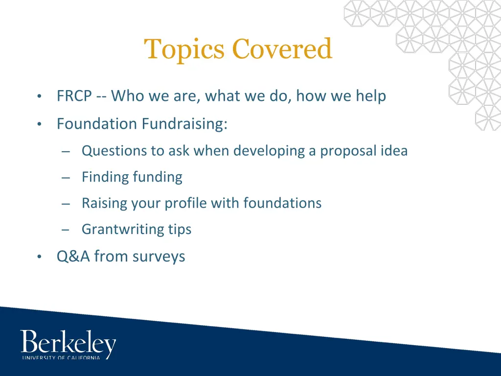 topics covered