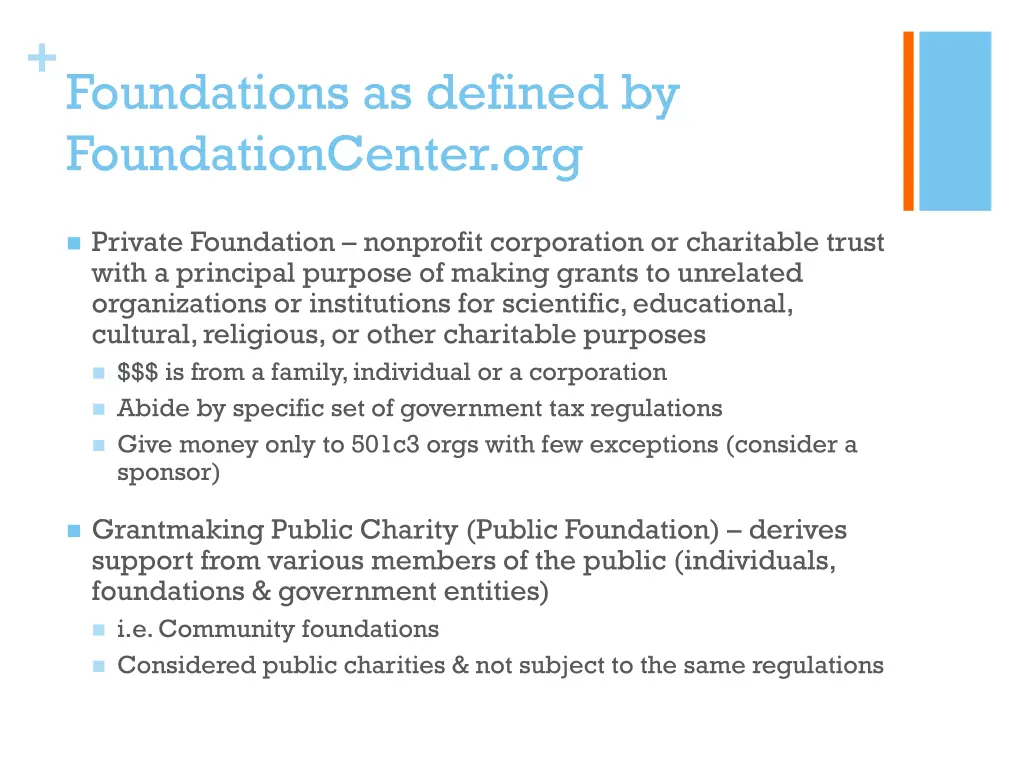 foundations as defined by foundationcenter org