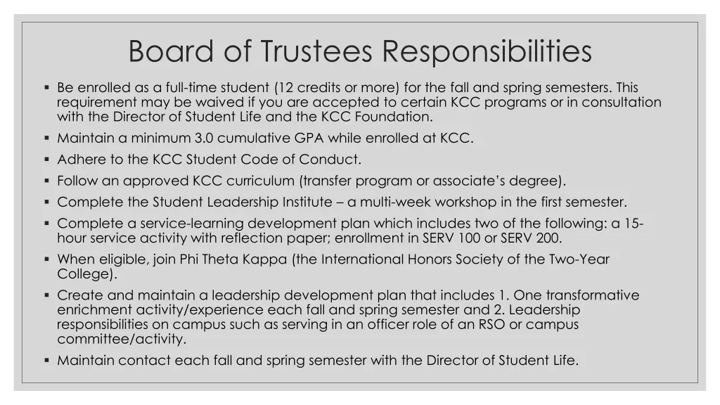 board of trustees responsibilities