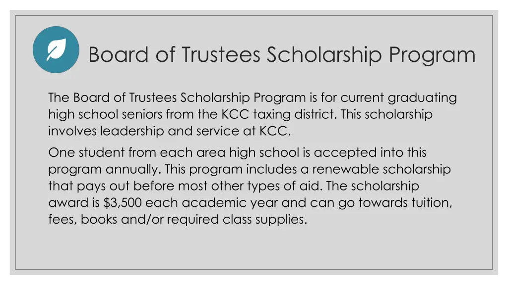 board of trustees scholarship program
