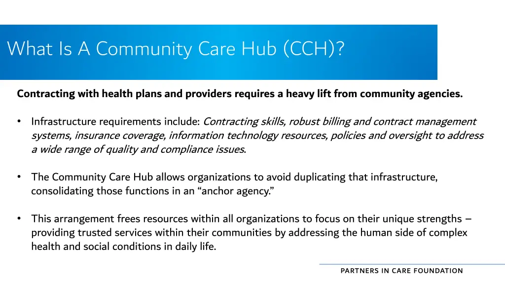 what is a community care hub cch