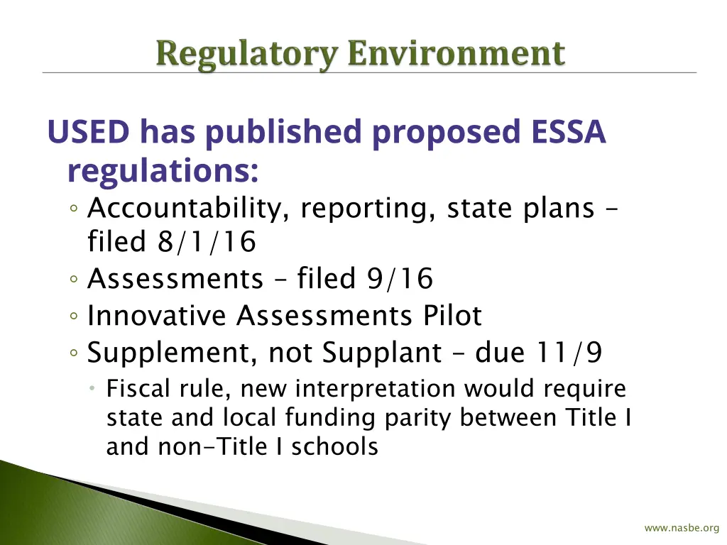 used has published proposed essa regulations
