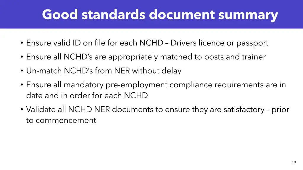good standards document summary 2