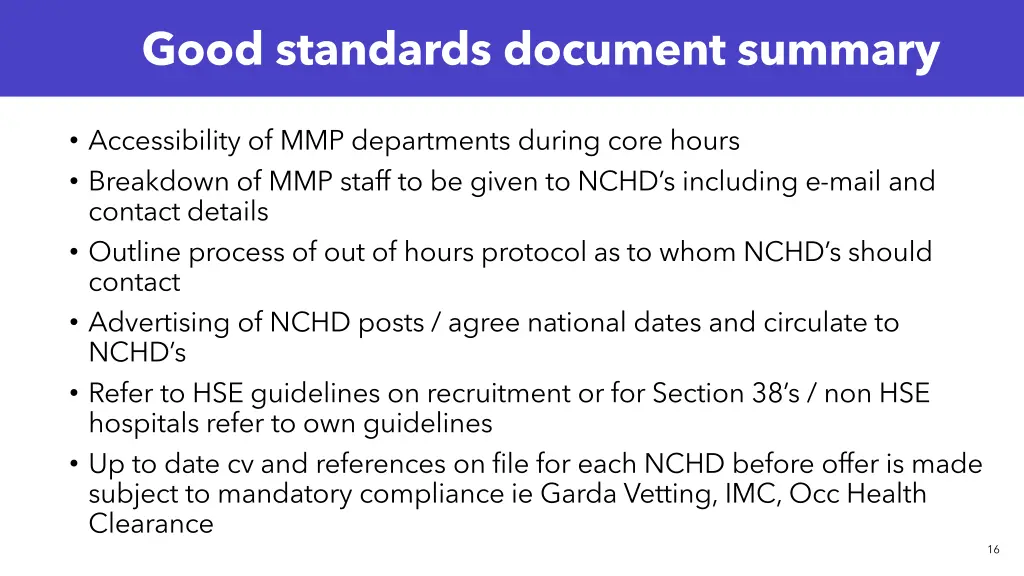 good standards document summary