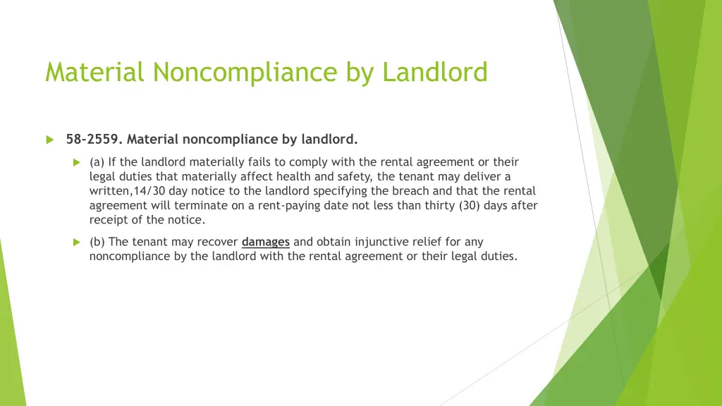 material noncompliance by landlord