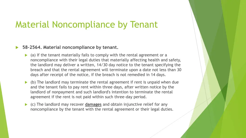material noncompliance by tenant