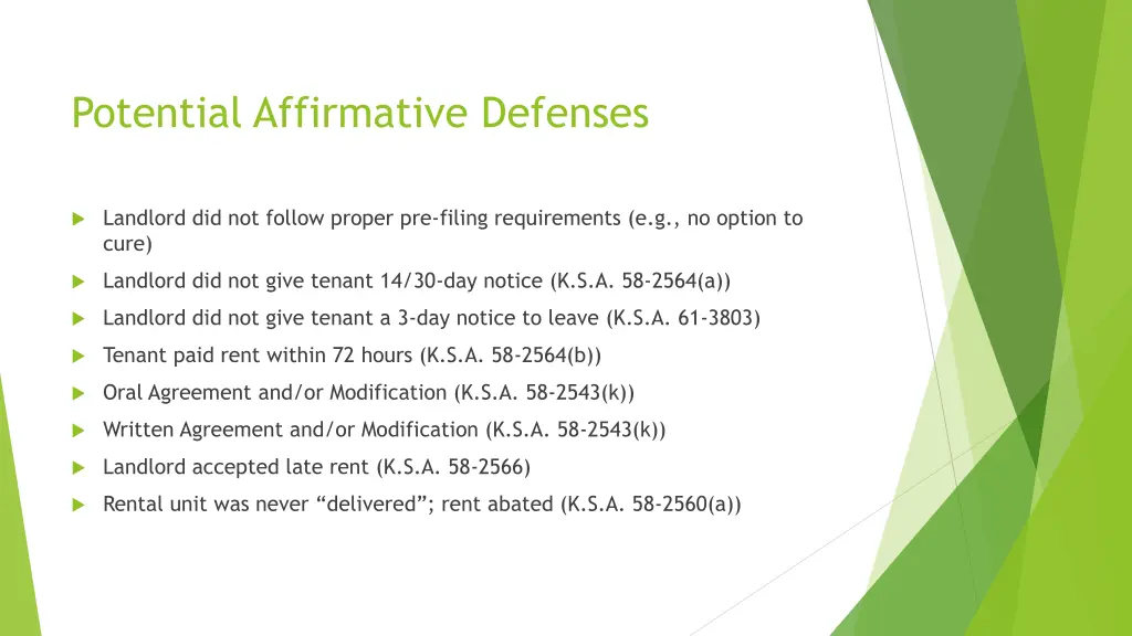 potential affirmative defenses