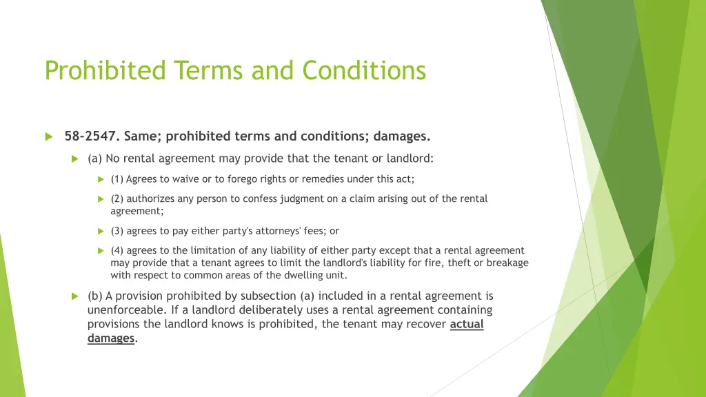 prohibited terms and conditions