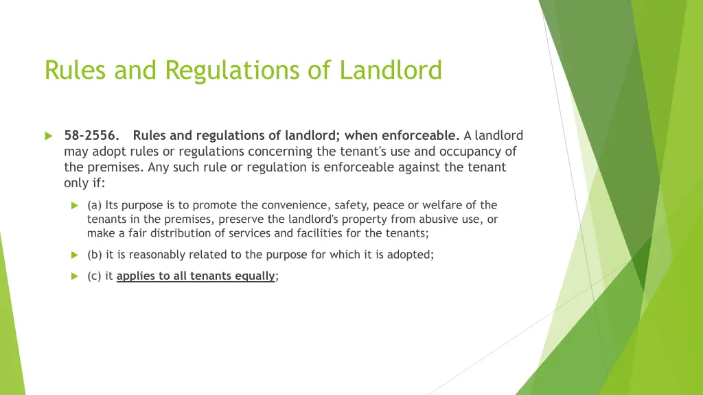 rules and regulations of landlord
